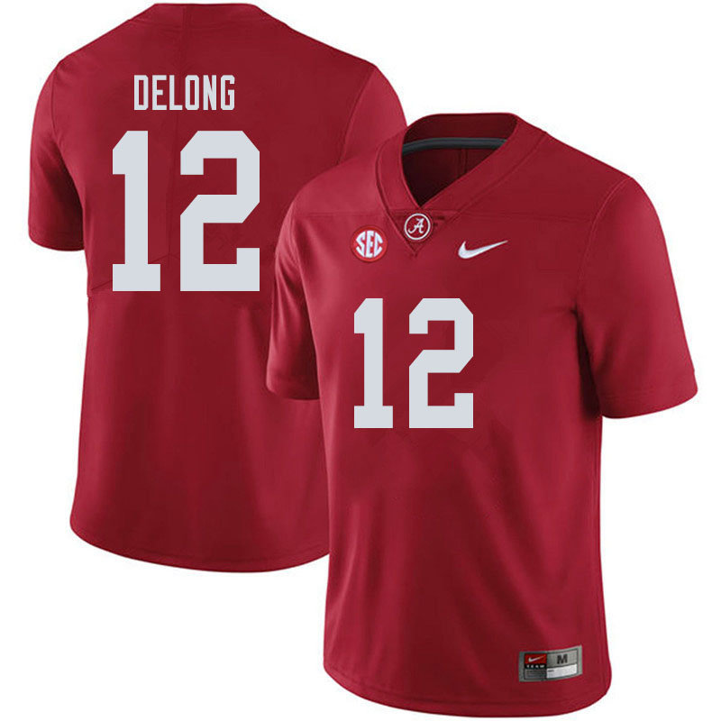 Men #12 Skyler DeLong Alabama Crimson Tide College Football Jerseys Sale-Crimson